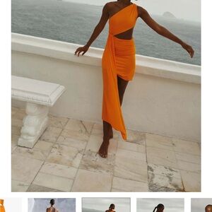Elegant Orange One-Shoulder Dress